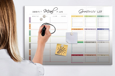 Magnettafel zum schreiben Speiseplan und Einkaufsliste