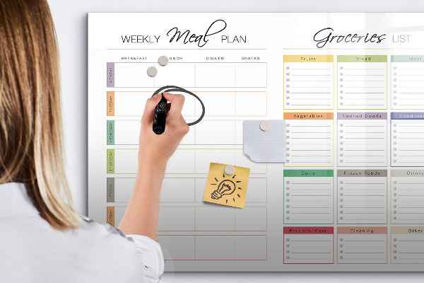 Magnettafel zum schreiben Speiseplan und Einkaufsliste