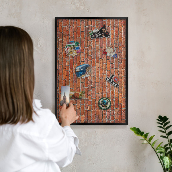 Magnettafel Metall mit Rahmen in Schwarz Ziegelmotiv