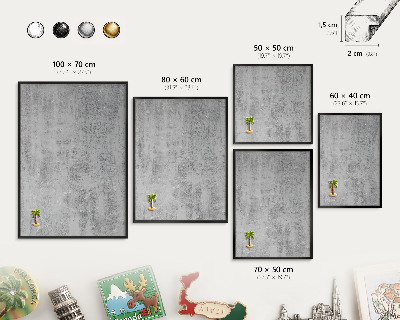 Magnettafel Metall mit Rahmen in Schwarz Graue Oberfläche