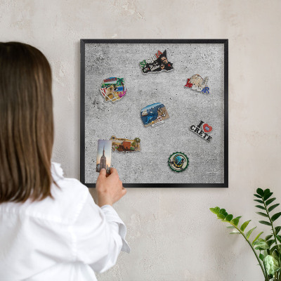 Magnettafel Metall mit Rahmen in Schwarz Konkreter Minimalismus