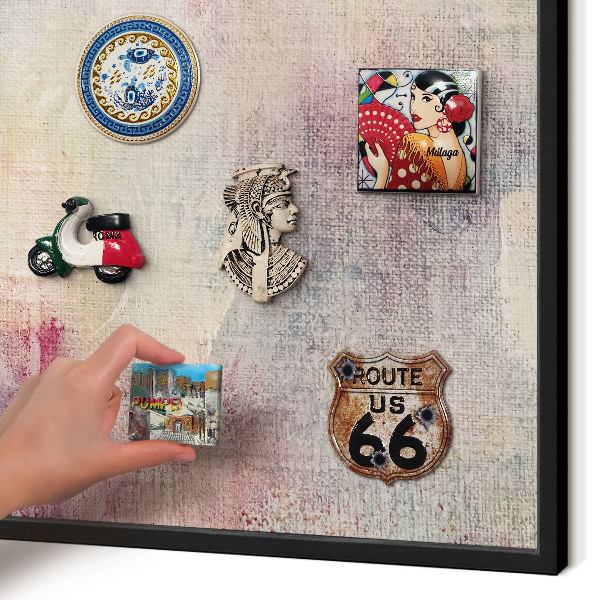 Magnetpinnwand Metall für Urlaubsmagnete mit schwarzem Rahmen Pastellabstraktion