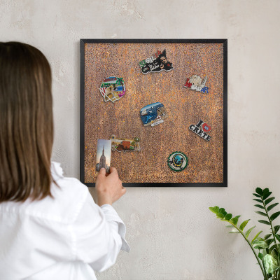 Magnettafel Metall mit Rahmen in Schwarz Rostige Eleganz