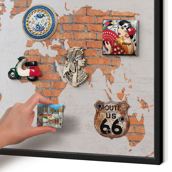 Magnettafel Metall mit Rahmen in Schwarz Brick-Karte