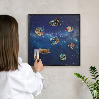 Magnettafel Metall mit Rahmen in Schwarz Sternenraum