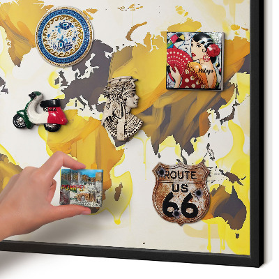 Magnettafel Metall mit Rahmen in Schwarz Weltkarte