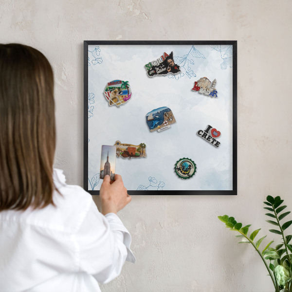 Magnettafel Metall mit Rahmen in Schwarz Floristische Eleganz