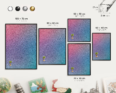 Magnetpinnwand Metall für Urlaubsmagnete mit schwarzem Rahmen Farbverlauf
