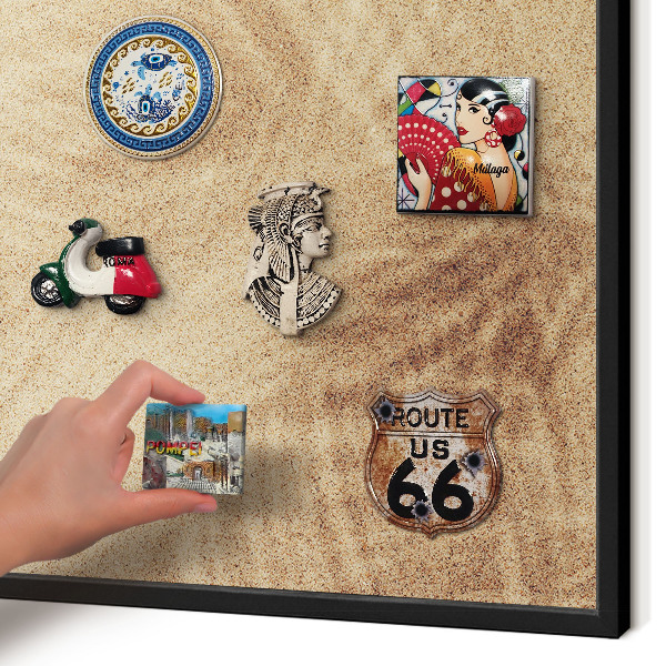 Magnettafel Metall mit Rahmen in Schwarz Sandblätter