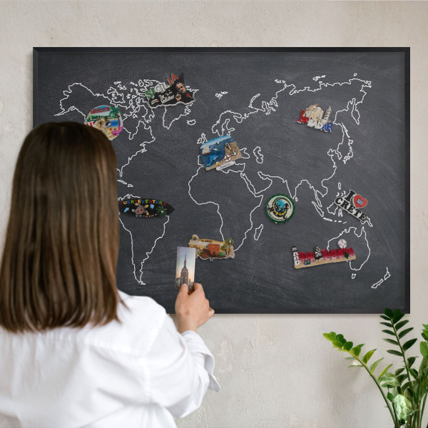 Magnettafel Metall mit Rahmen in Schwarz Kreidezeitwelt