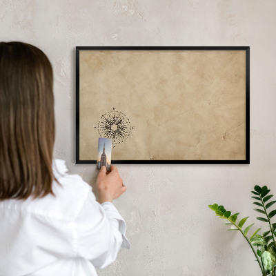 Magnettafel Metall mit Rahmen in Schwarz Windrose