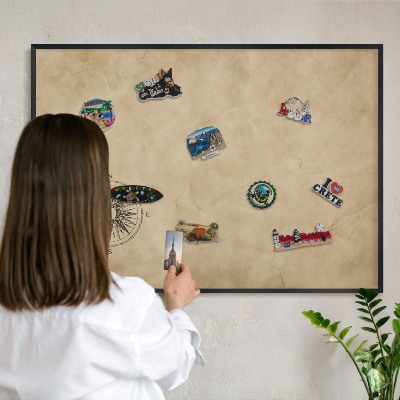 Magnettafel Metall mit Rahmen in Schwarz Windrose