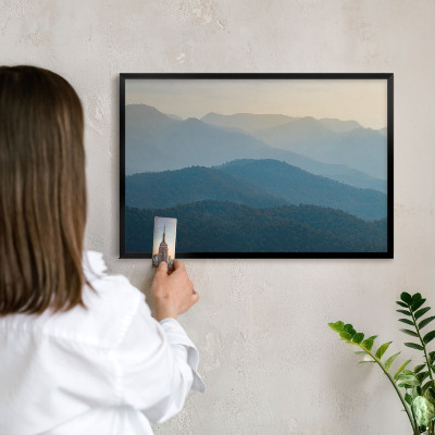 Magnettafel Metall mit Rahmen in Schwarz Bergblick
