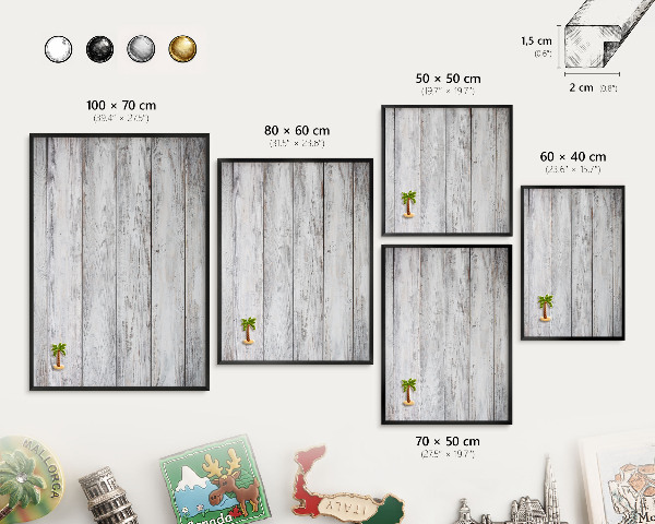Magnettafel Metall mit Rahmen in Schwarz Rustikales Holz