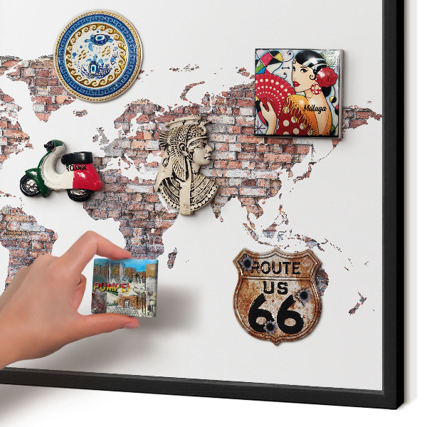 Magnettafel Metall mit Rahmen in Schwarz Brick World