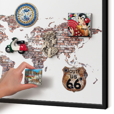 Magnettafel Metall mit Rahmen in Schwarz Brick World
