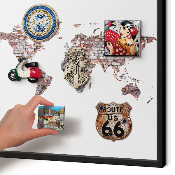 Magnettafel Metall mit Rahmen in Schwarz Brick World