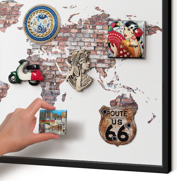 Magnettafel Metall mit Rahmen in Schwarz Brick World