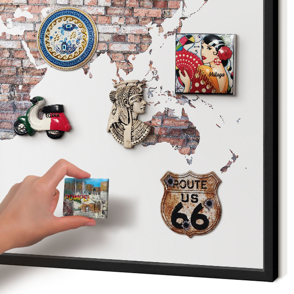 Magnettafel Metall mit Rahmen in Schwarz Brick World