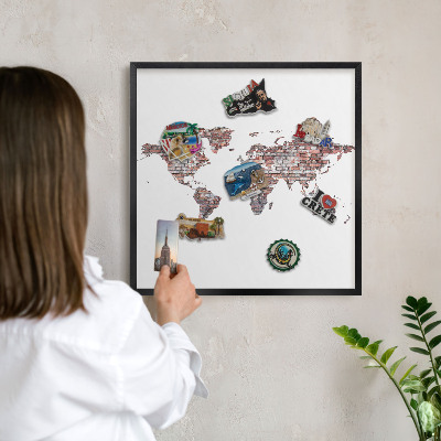 Magnettafel Metall mit Rahmen in Schwarz Brick World