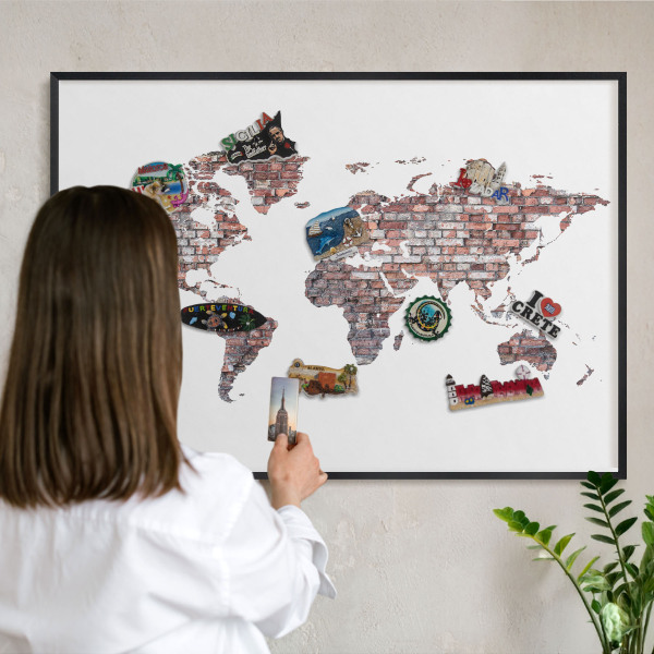 Magnettafel Metall mit Rahmen in Schwarz Brick World
