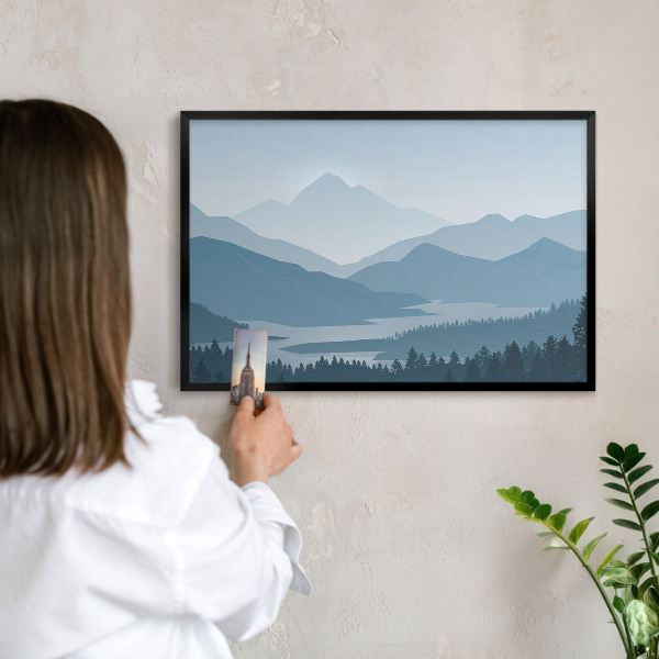 Magnettafel Metall mit Rahmen in Schwarz Harmonie der Berge