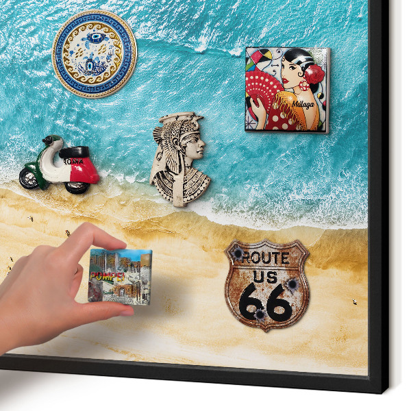 Magnettafel Metall mit Rahmen in Schwarz Meer und Strand