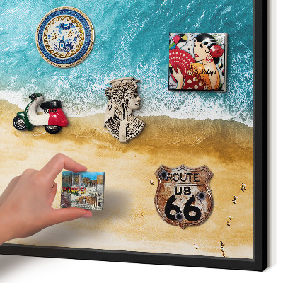 Magnettafel Metall mit Rahmen in Schwarz Meer und Strand
