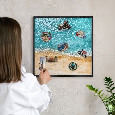Magnettafel Metall mit Rahmen in Schwarz Meer und Strand