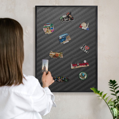 Magnettafel Metall mit Rahmen in Schwarz Geometrische Textur