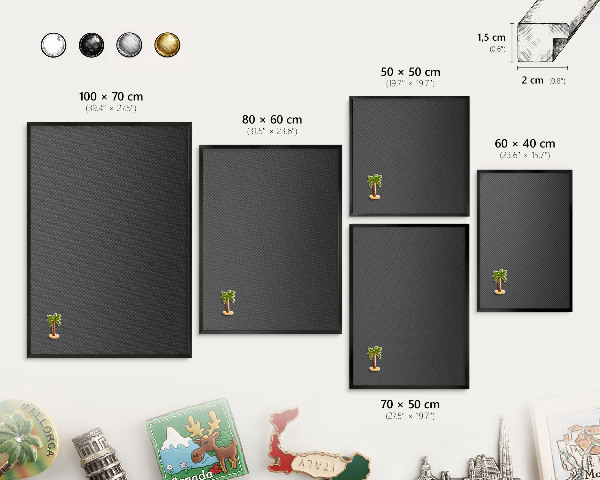 Magnettafel Metall mit Rahmen in Schwarz Geometrische Textur