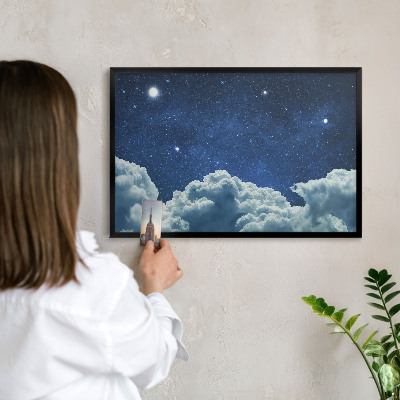 Magnettafel Metall mit Rahmen in Schwarz Kosmische Nacht