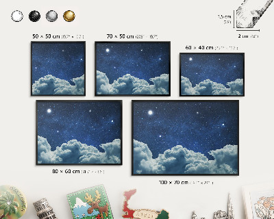 Magnettafel Metall mit Rahmen in Schwarz Kosmische Nacht