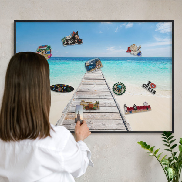 Magnettafel Metall mit Rahmen in Schwarz Ocean Pier