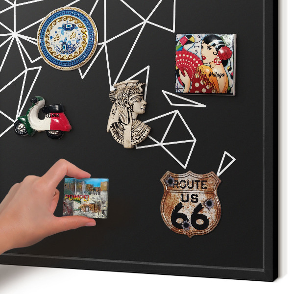Magnettafel Metall mit Rahmen in Schwarz Weltkarte