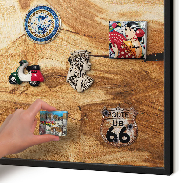 Magnettafel Metall mit Rahmen in Schwarz Naturholz