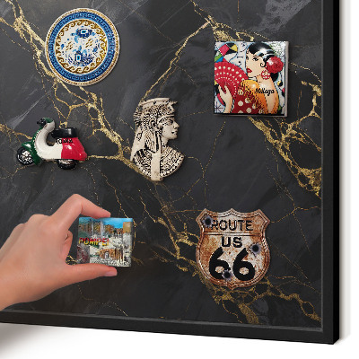 Magnettafel Metall mit Rahmen in Schwarz Schwarzer Marmor