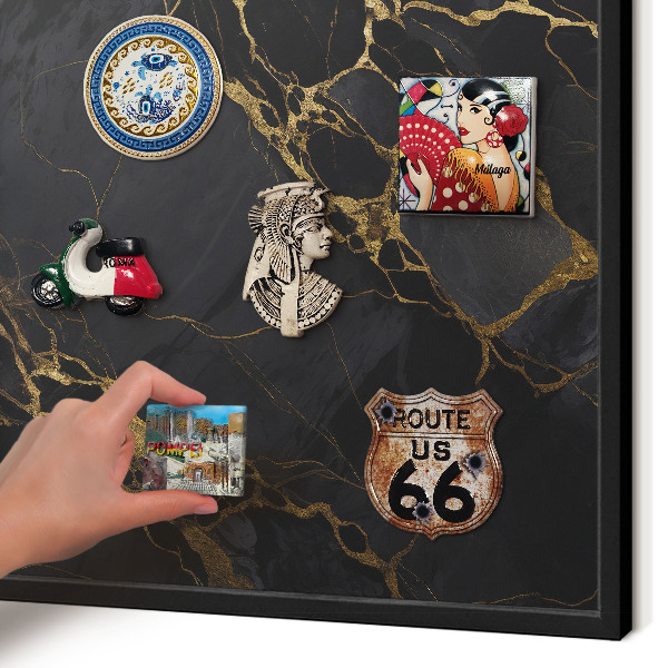 Magnettafel Metall mit Rahmen in Schwarz Schwarzer Marmor
