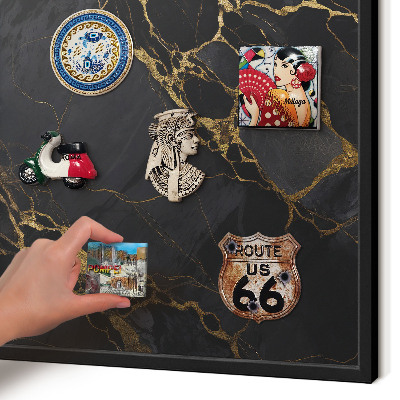 Magnettafel Metall mit Rahmen in Schwarz Schwarzer Marmor