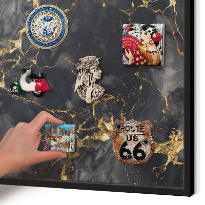 Magnettafel Metall mit Rahmen in Schwarz Zarte Adern