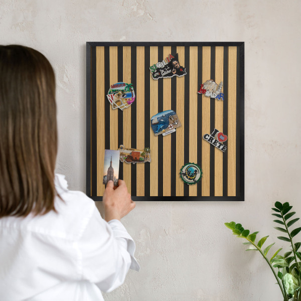 Magnettafel Metall mit Rahmen in Schwarz Holzrhythmen