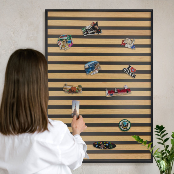 Magnettafel Metall mit Rahmen in Schwarz Holzrhythmen