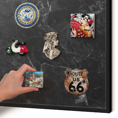 Magnettafel Metall mit Rahmen in Schwarz Schwarzer Marmor