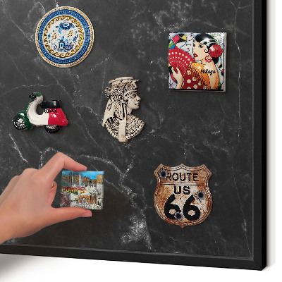 Magnettafel Metall mit Rahmen in Schwarz Schwarzer Marmor
