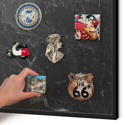 Magnettafel Metall mit Rahmen in Schwarz Schwarzer Marmor