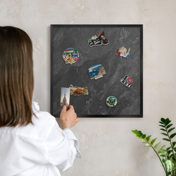 Magnettafel Metall mit Rahmen in Schwarz Graue Eleganz