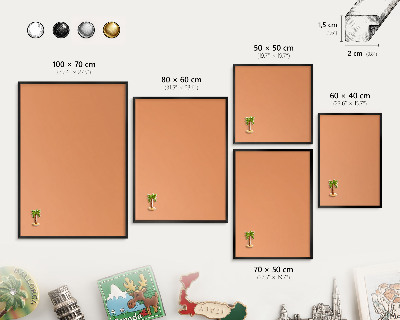 Magnetpinnwand Metall für Urlaubsmagnete mit schwarzem Rahmen Pastellorange