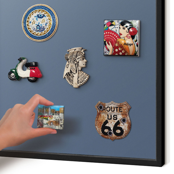 Magnettafel Metall mit Rahmen in Schwarz Pastellblau