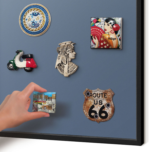 Magnettafel Metall mit Rahmen in Schwarz Pastellblau