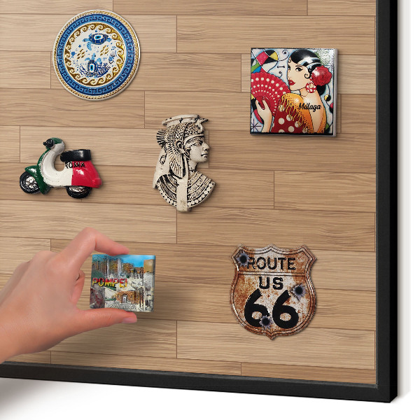 Magnettafel Metall mit Rahmen in Schwarz Holzmuster